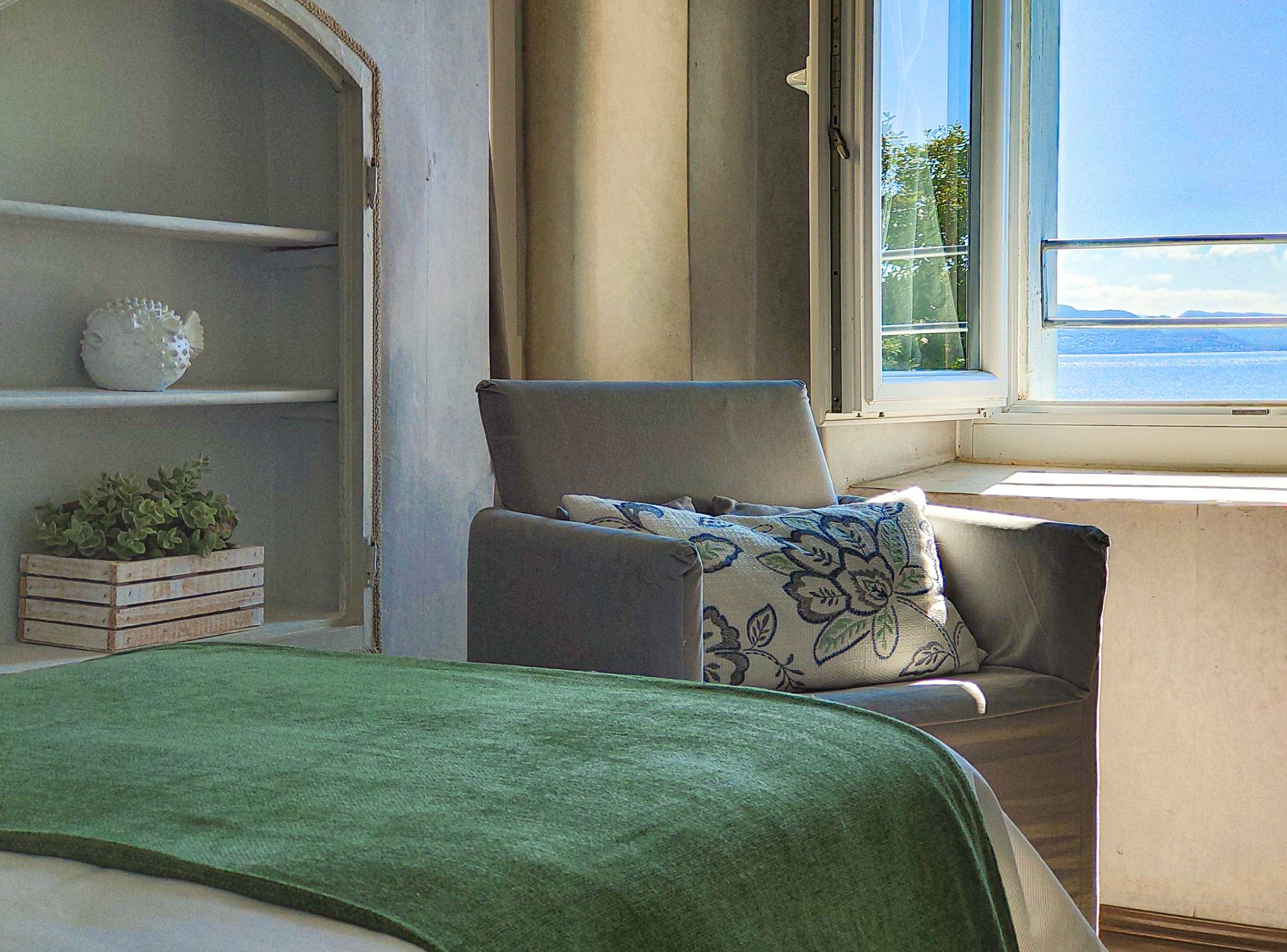 green room overlooking the beach