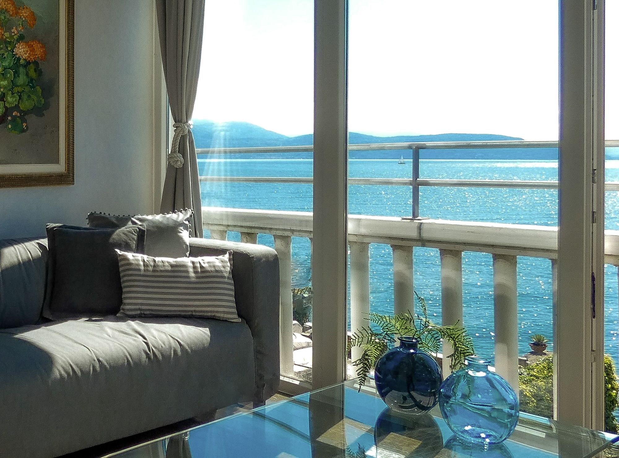 living room sofa with beach view